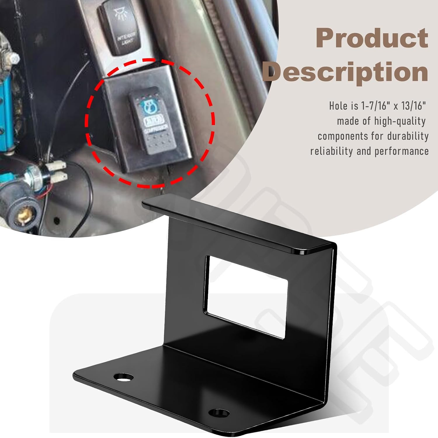 3014188 Rocker Switch Mounting Bracket for 12 Volt Double Momentary & Black