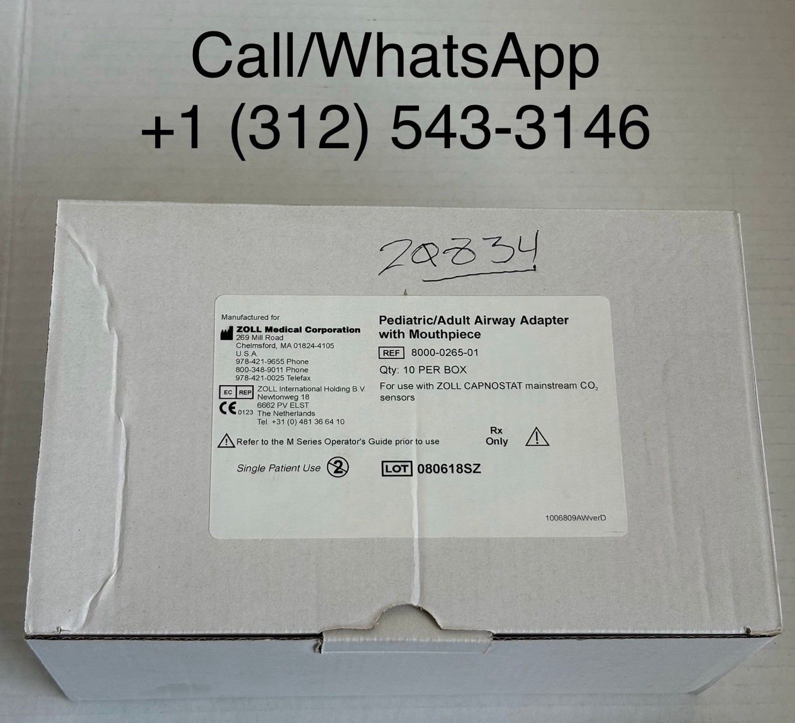 Zoll Single Patient Use Airway Adapter w Mouthpiece – Box of 9 – 8000-0265-01