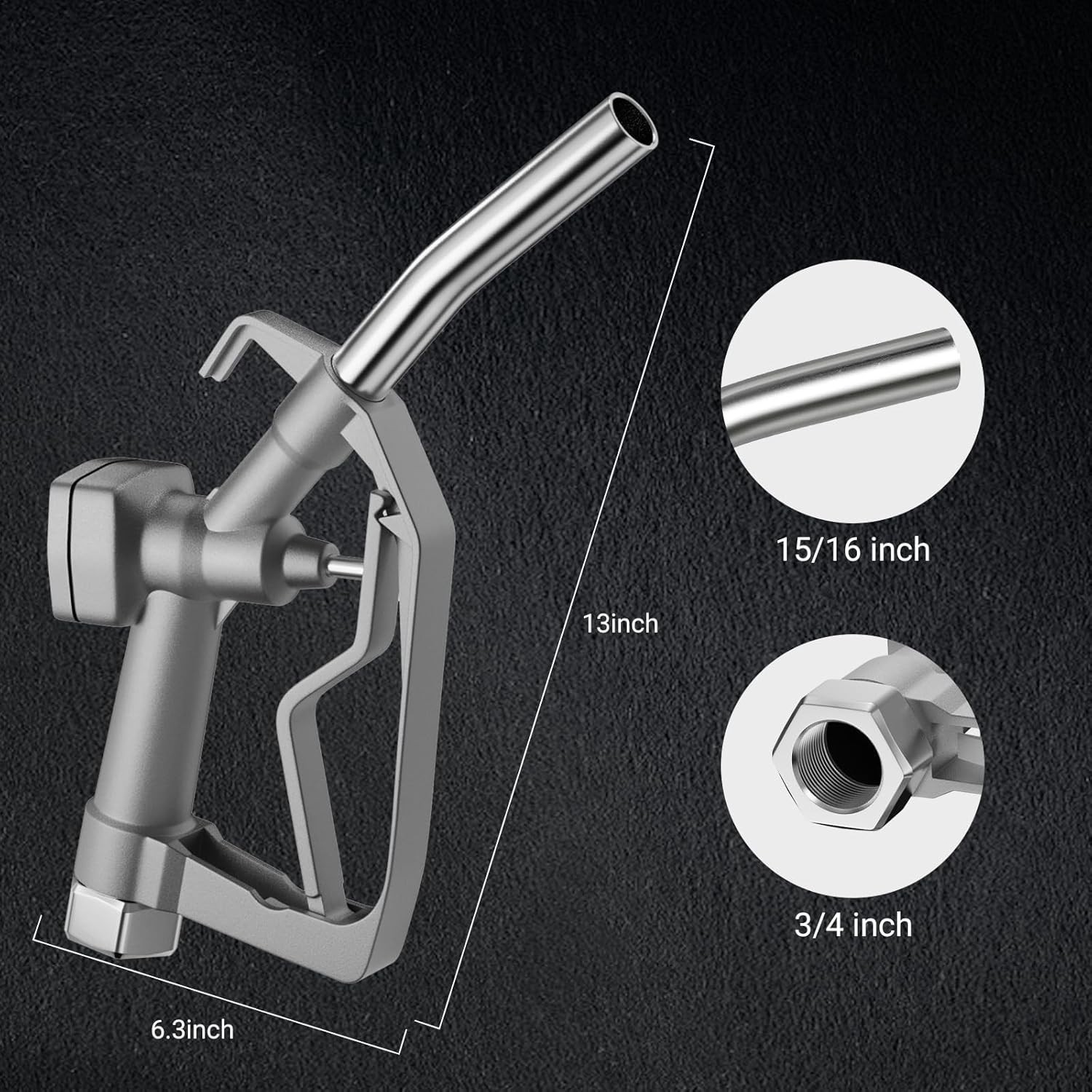 3/4 in NPT Manual Fuel Nozzle with Hook 15/16″ Spout Auto Shut Off Diesel Nozzle