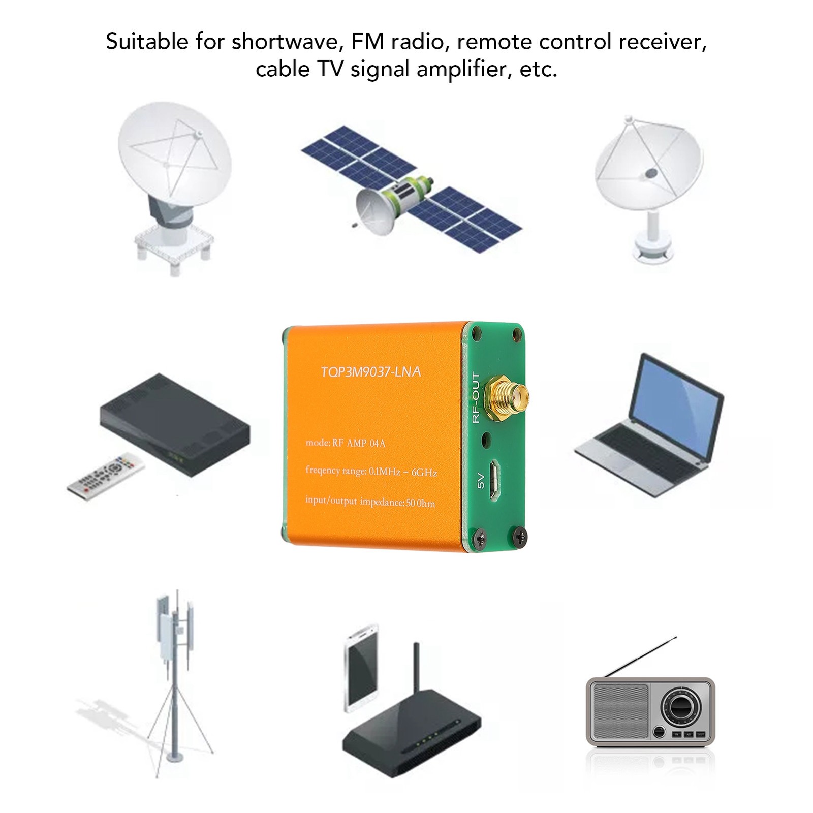 0.1 MHz‑6GHz Full Band Low Noise Amplifier 20dB LNA RF Power Preamplifier Fit❀