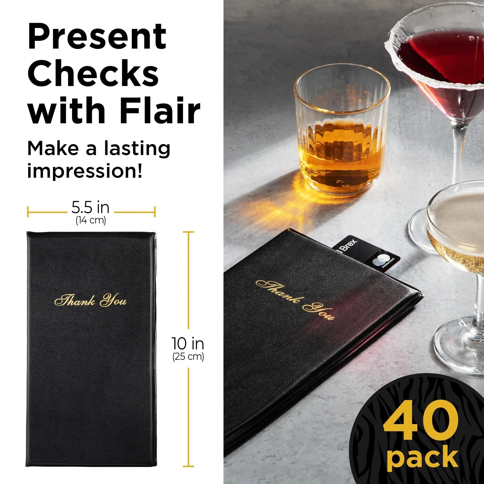 Check Presenters for Restaurants Bulk 40 Pack – 5.5 x 10 Inch Double Side Che…