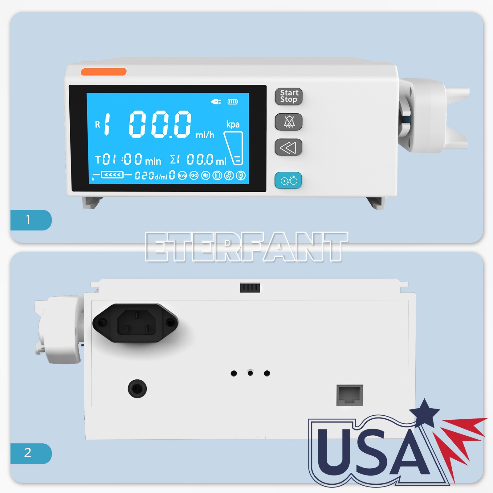 ETERFANT Touch Screen Syringe Pump/Portable Infusion Pump Real-time Alarm KVO