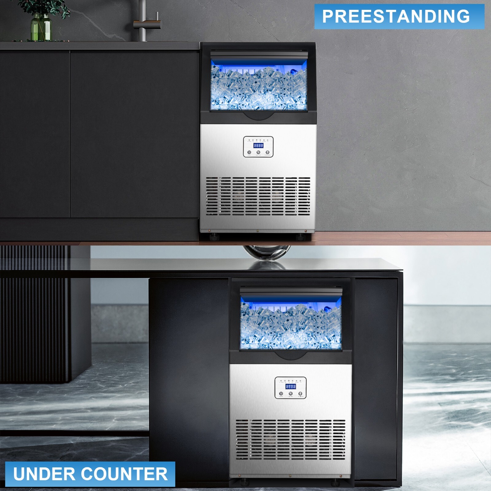 Zomagas110 lbs Commercial Ice Machine Bar Restaurant Home Ice Maker Cube Maker