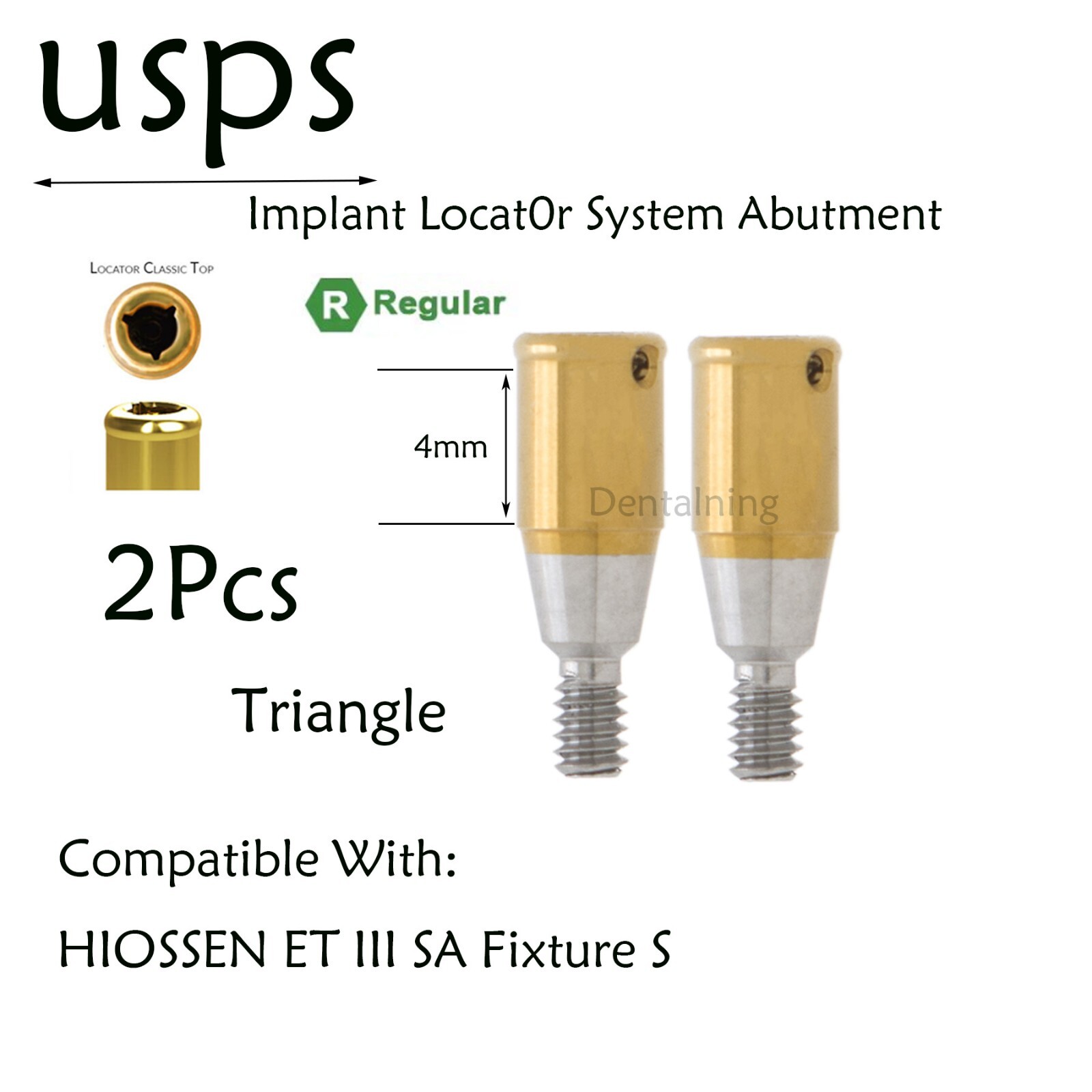 US Hiossen overdenture locator abutment Regular 3.7mm Fits 3/4/5.0mm