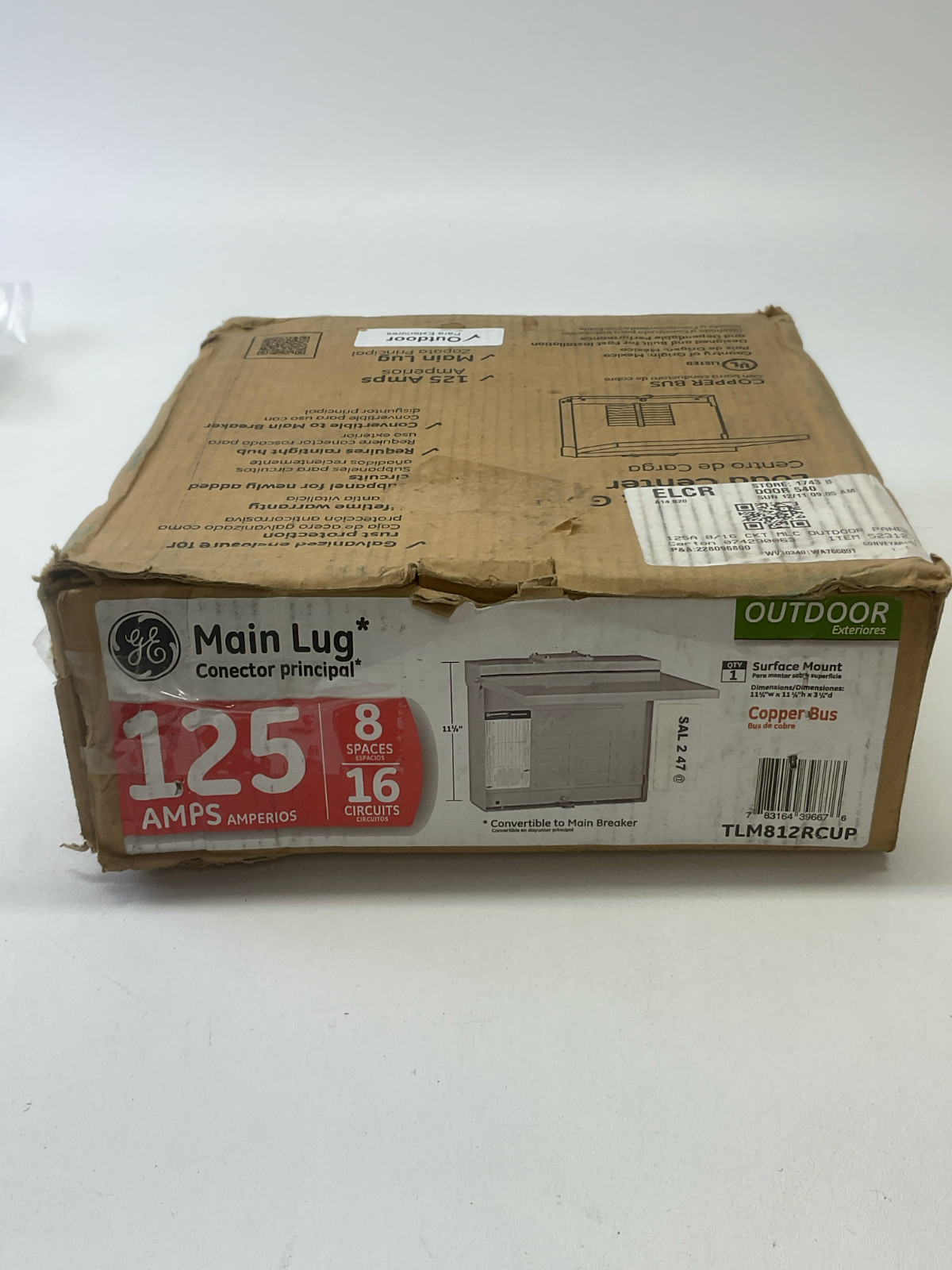 GE TLM812RCUP Outdoor Convertible Load Center 125A Main Lug 8-Space 16-Circuit