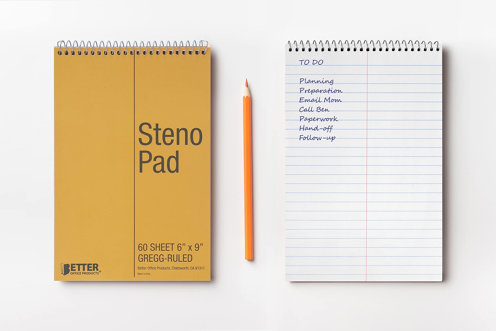 Spiral Steno Pads, 8 Pack, 6 x 9 inches, 60 Sheets, White Paper, Gregg Rule, …