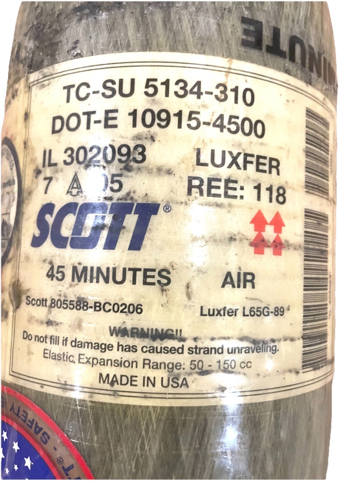 Scott SCBA 45 MIN Tank Cylinder – 4500 PSI