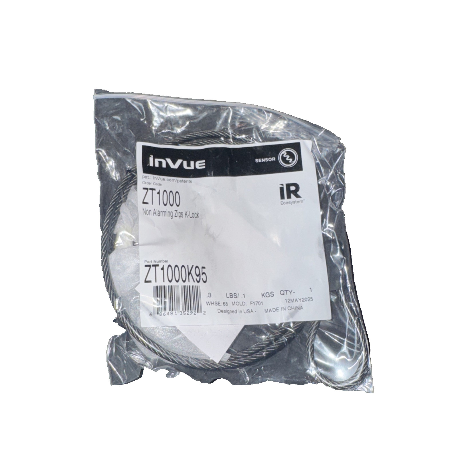 INVUE ZT1000K95 Non Alarming Zips K-Lock