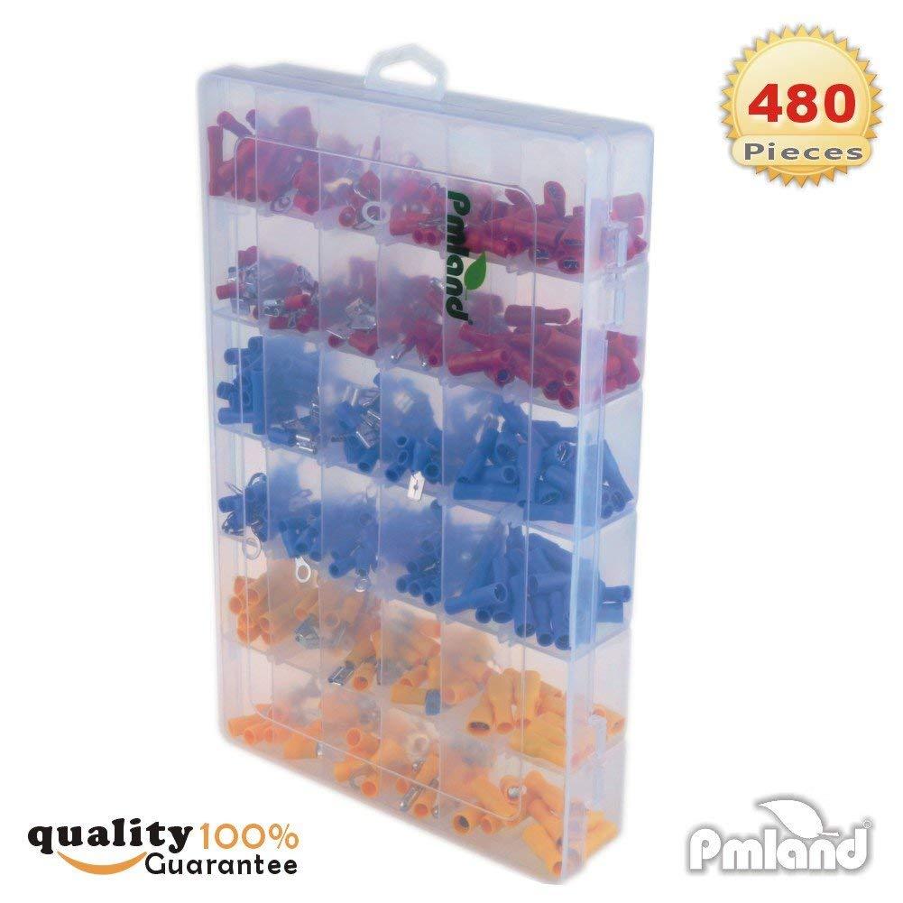 480Pcs 12 Size Assorted Insulated Electrical Wiring Wire Terminal Crimp Kit