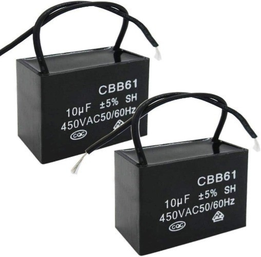 CBB61 10uF AC 450V 50 60Hz 2 Wire Metallized Polypropylene Film Capacitor Fan