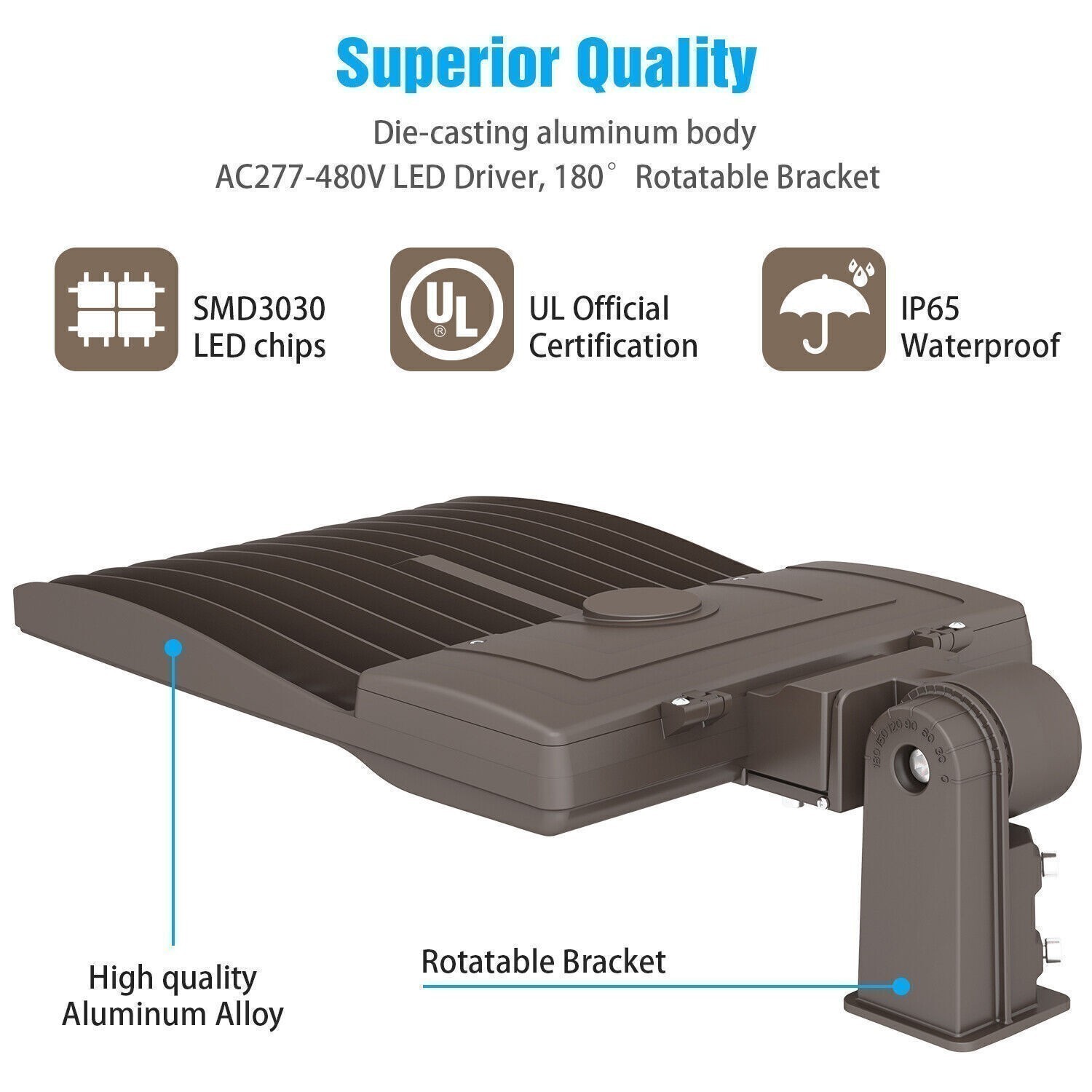 480V 320W LED Parking Lot Light Commercial Shoebox Street Pole Lighting Fixture