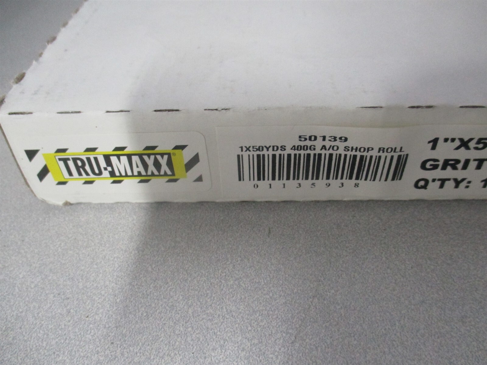 (50139) 1×50 Yd Super Fine Grade 400 Grit Aluminum Oxide Cloth Backing Shop Roll