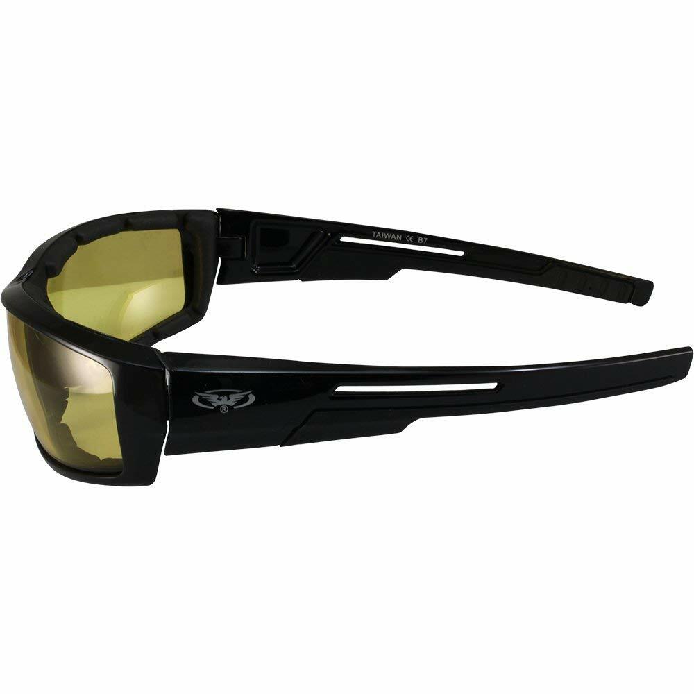 3 Global Vision Sly Motorcycle Glasses Black Frames 1 Clear Smoke 1 Yellow Lens