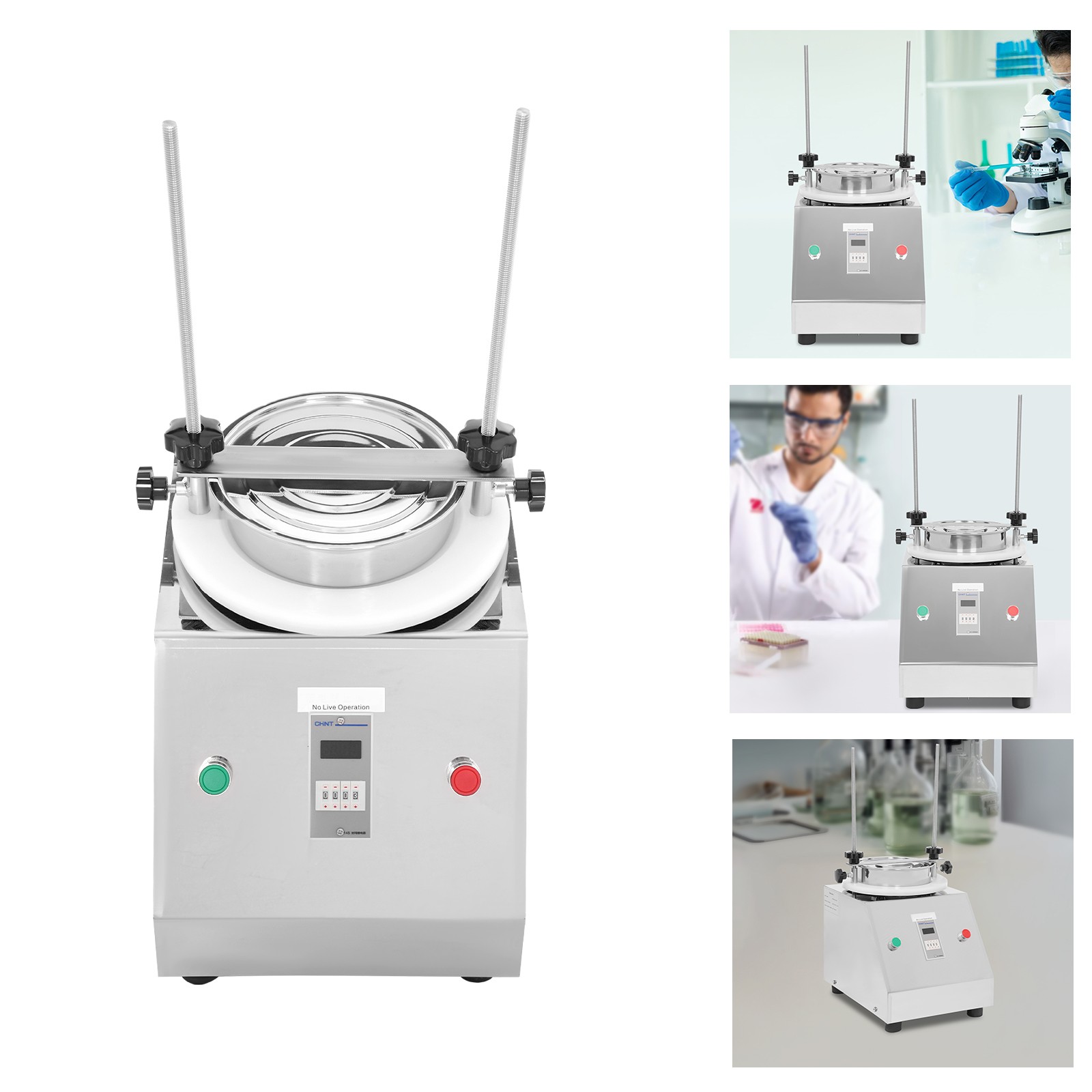 Electric Vibrating Sieve Shaker Sifter Machine w/ 200 Mesh Fit 75/100/200mm 110V