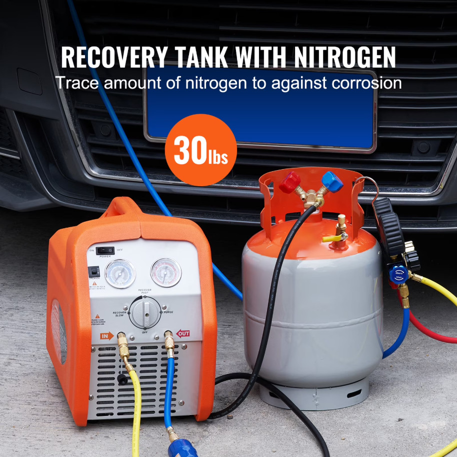 Refrigerant Recovery Tank 30lb, 400 PSI Y Valve for R134A R410A R22