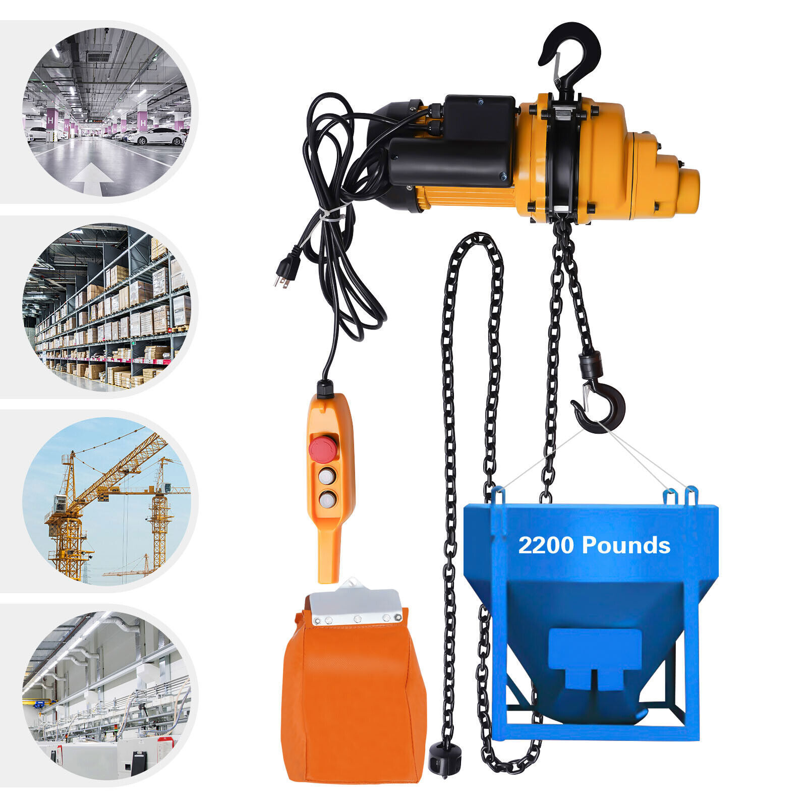 1 Ton Electric Chain Hoist w/ 13FT Double Chain Lifting Single Phrase 110V 20Mn2