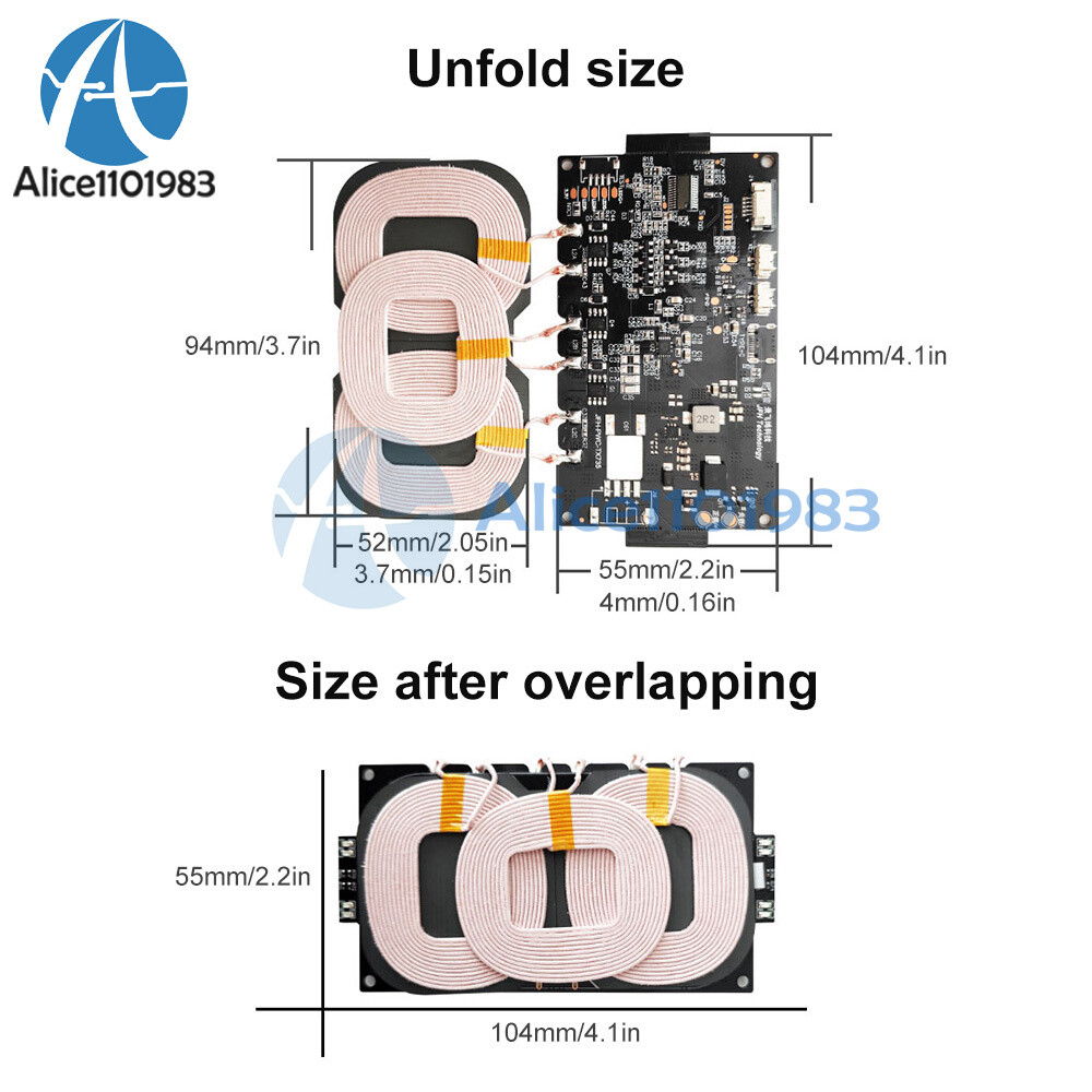 20W Car 3-coil Wireless Fast Charging Transmitter Circuit Board 9-32V