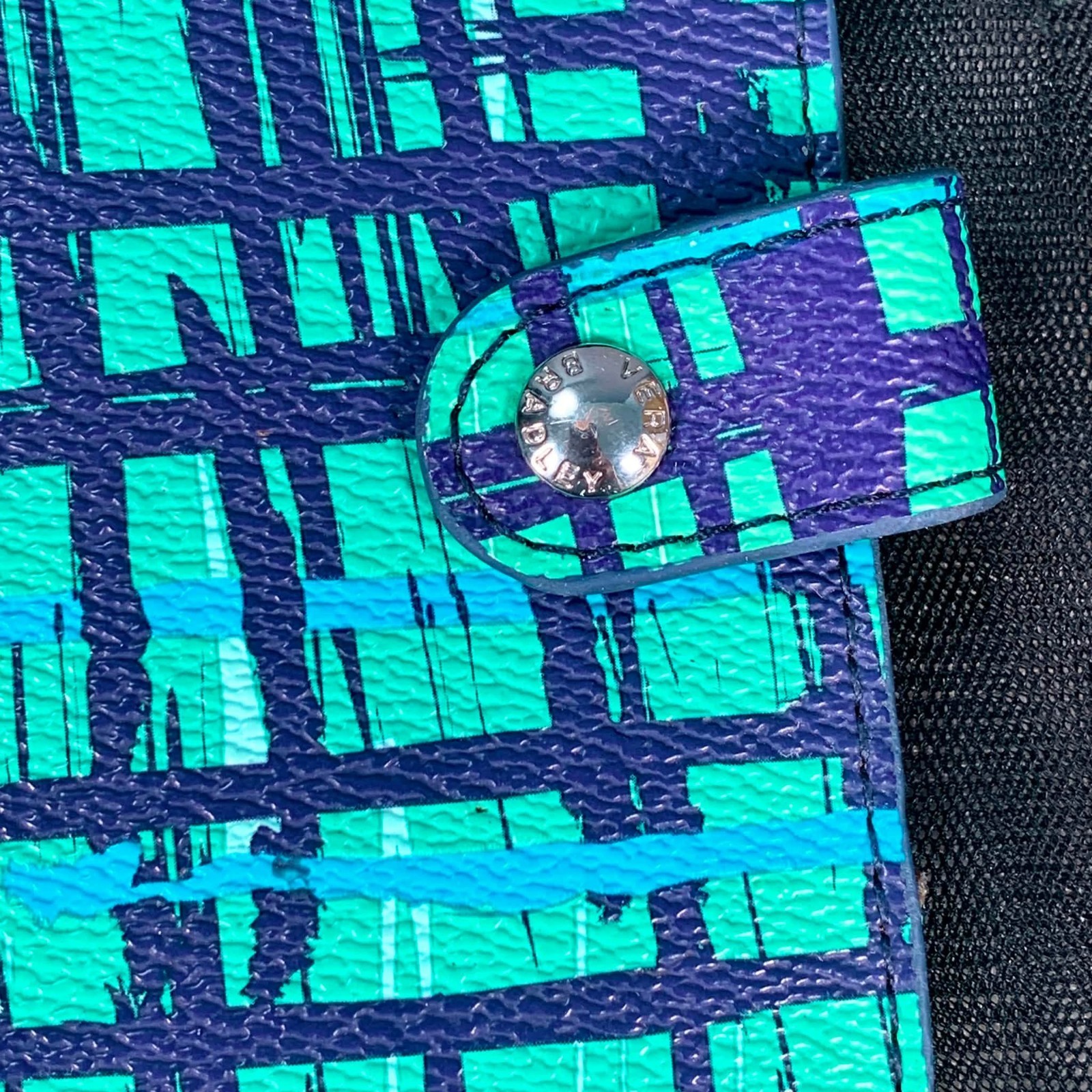 Vera Bradley Navy Teal Art Plaid Pattern Faux Leather Journal Planner No Paper