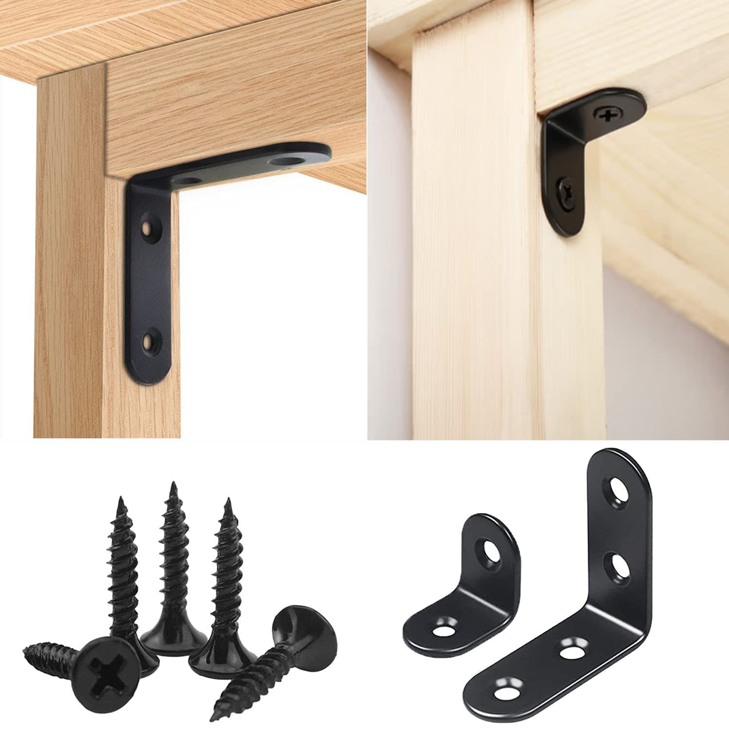 YAMASO 20PCS L Bracket Corner Bracket,Black Small Right Angle Bracket for Woo…