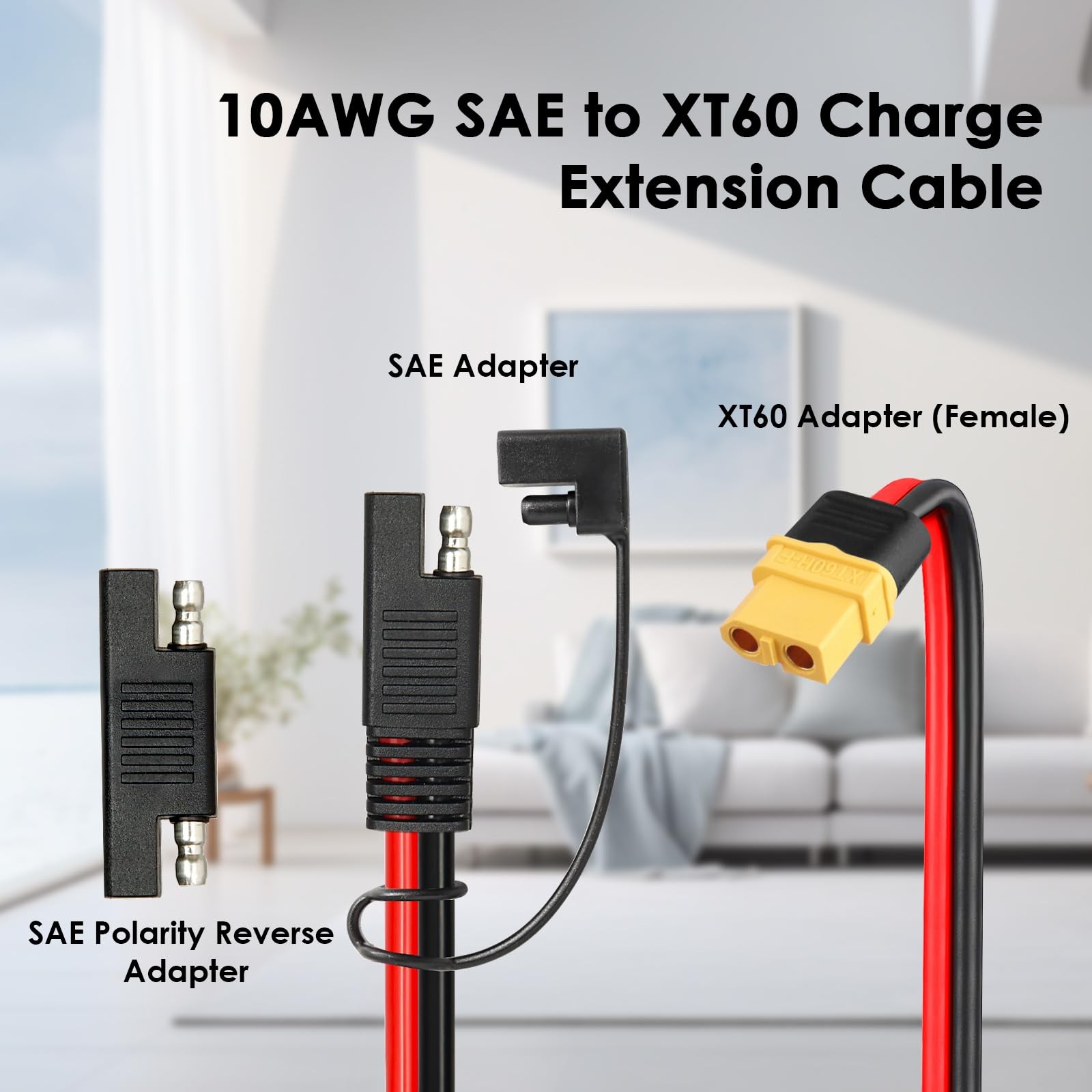 6FT XT60 Female to SAE Cable with SAE Polarity Reverse Adapter for Portable P
