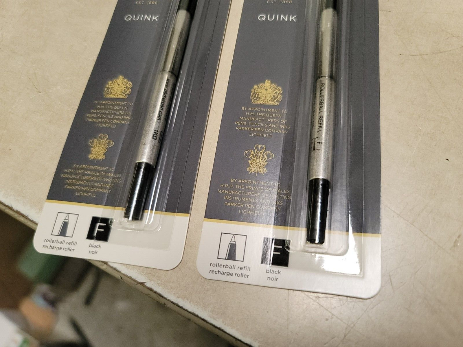 LOT OF 2 SEALED Parker Rollerball Pen Refill FINE Point Black INK QUINK 1952257