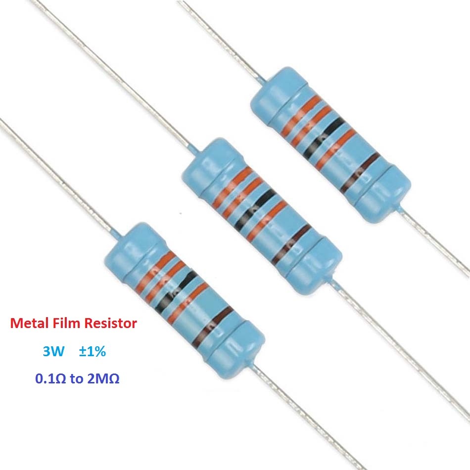 10PCS Metal Film Resistor 3W Tolerance ±1% Full Range of Values(0.1Ω to 2MΩ)