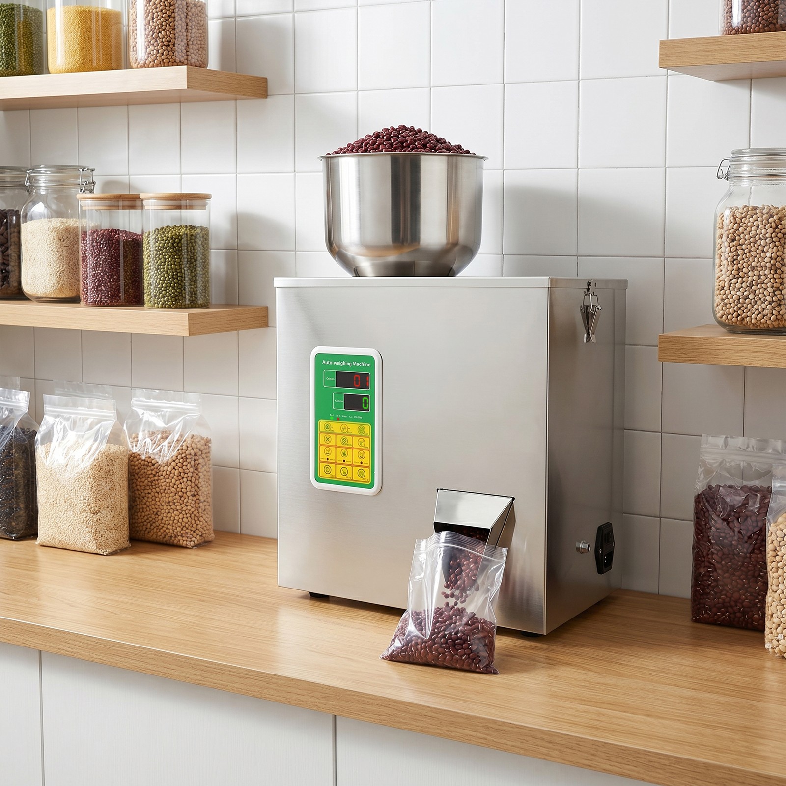 100W Stainless Steel Automatic Particle Filling Machine, 0.002-0.44lbs Weighing
