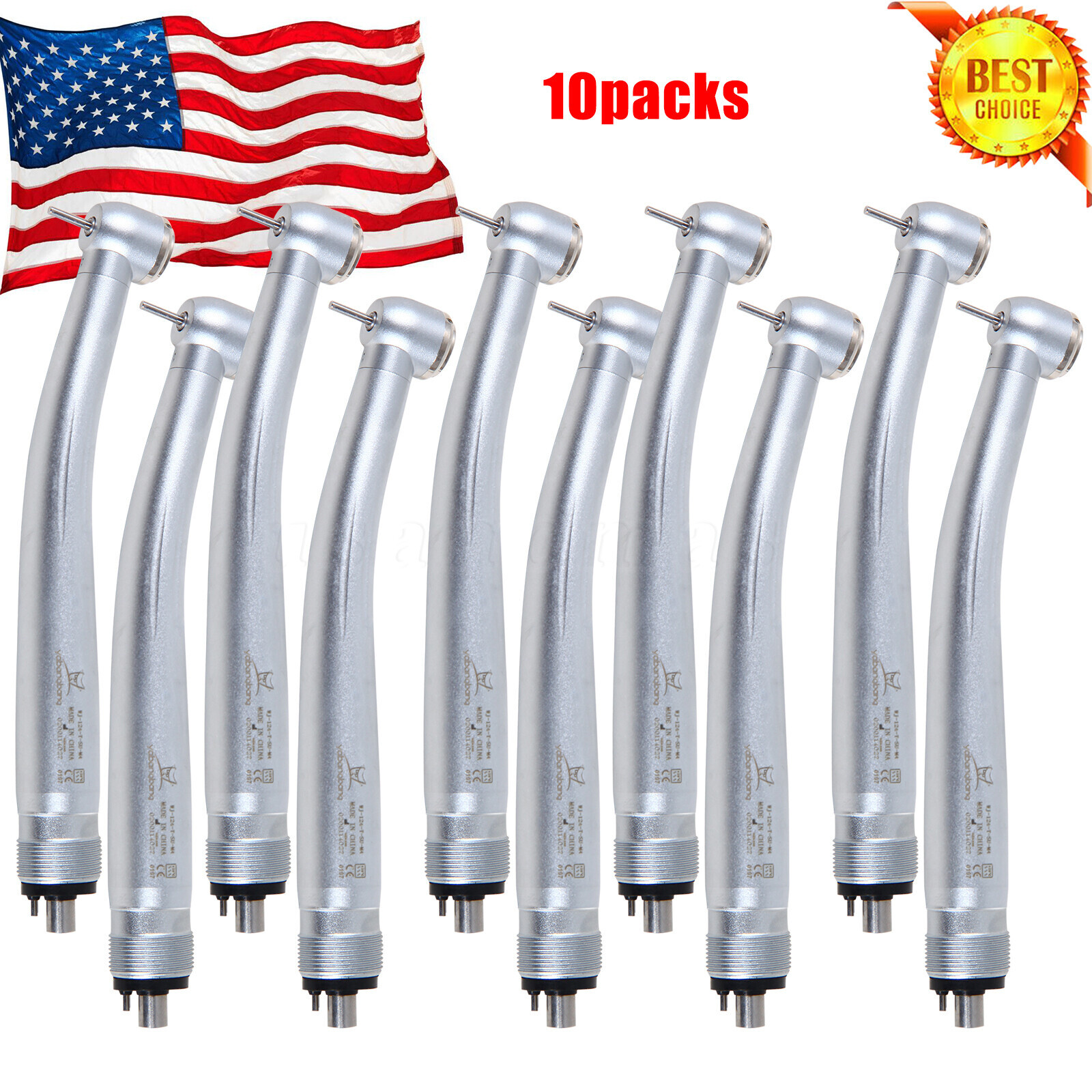 10 Pcs USA Dental High Speed Turbine Handpiece Push 4Hole Fit NSK PANA MAX YDA4