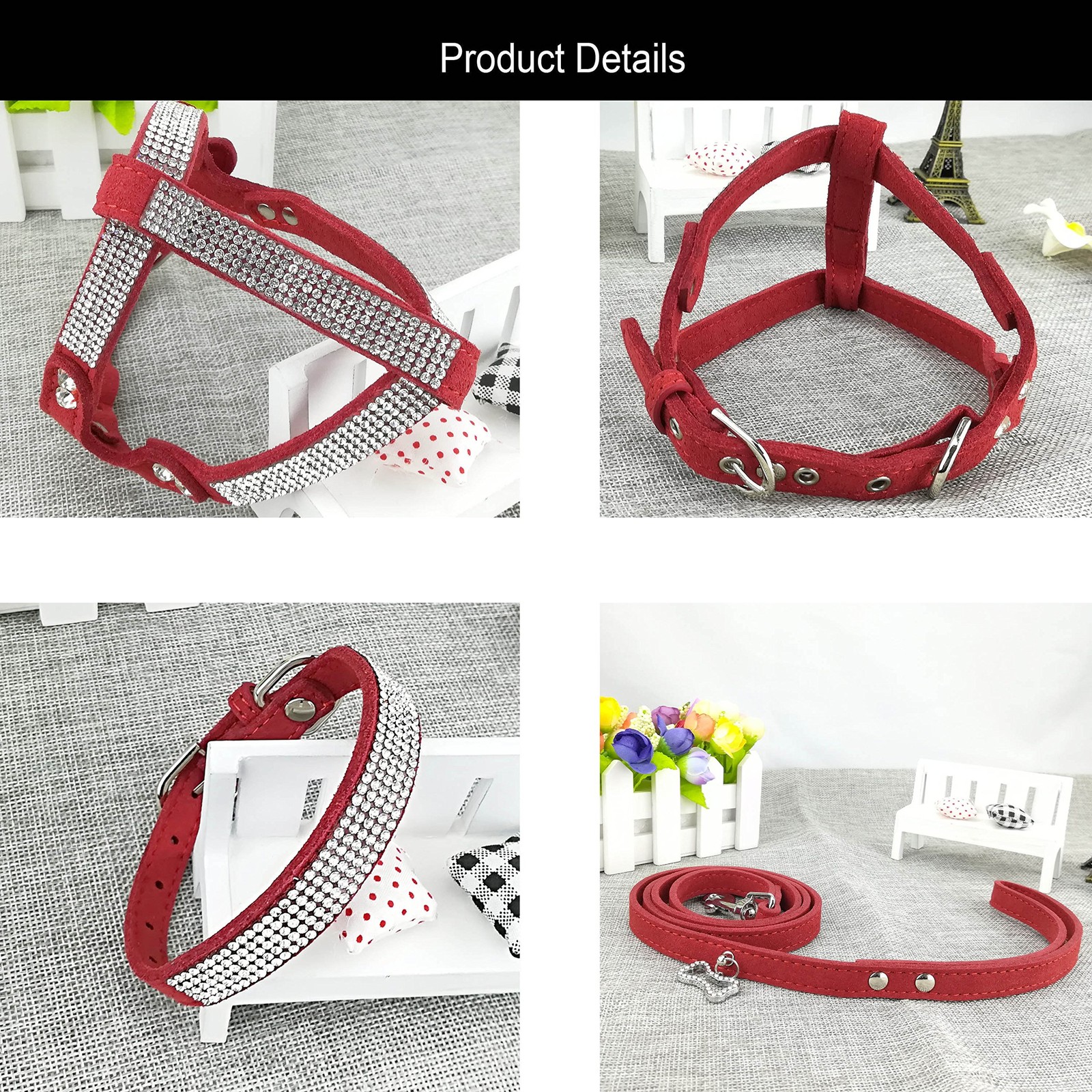 Newtensina Dog Collar & Harness & Leads Sets Fashion Dog Collar Diamante – S