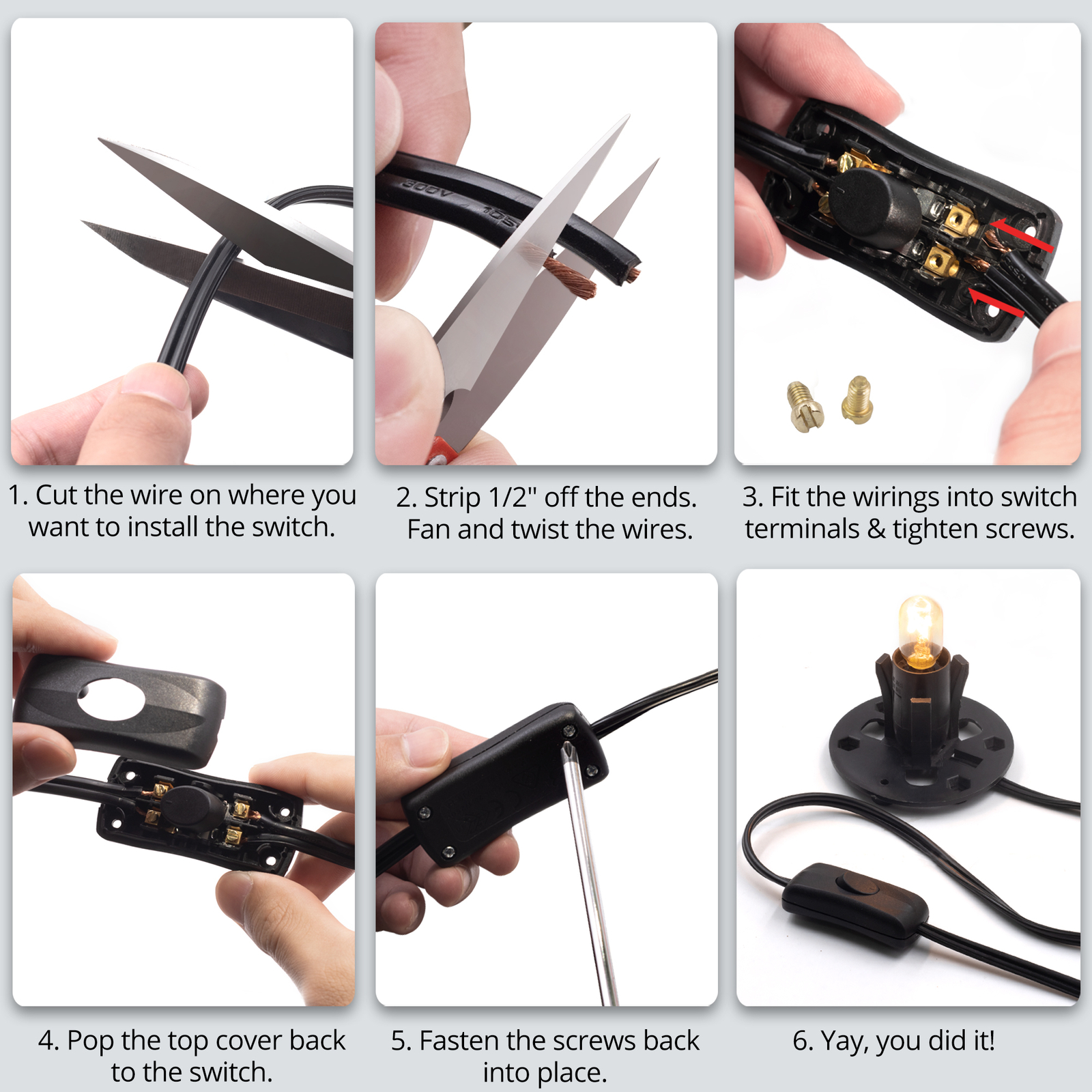 Betus Inline Cord Switch – On/Off in Line Cord Appliance Button Switches 2-Pack