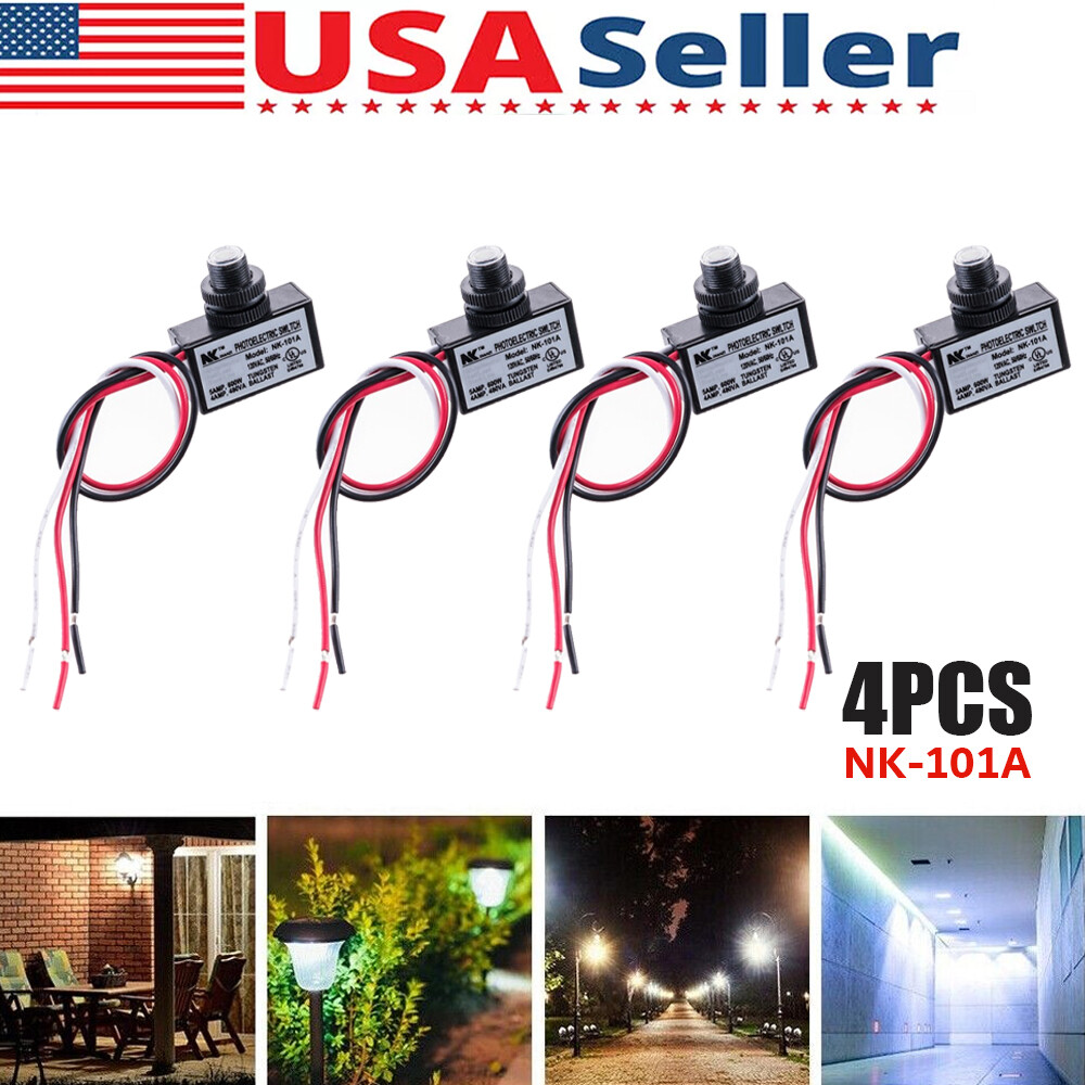 Photoelectric Photocell Dusk to Dawn Button Flush Mount Photo Control Switch 4PC