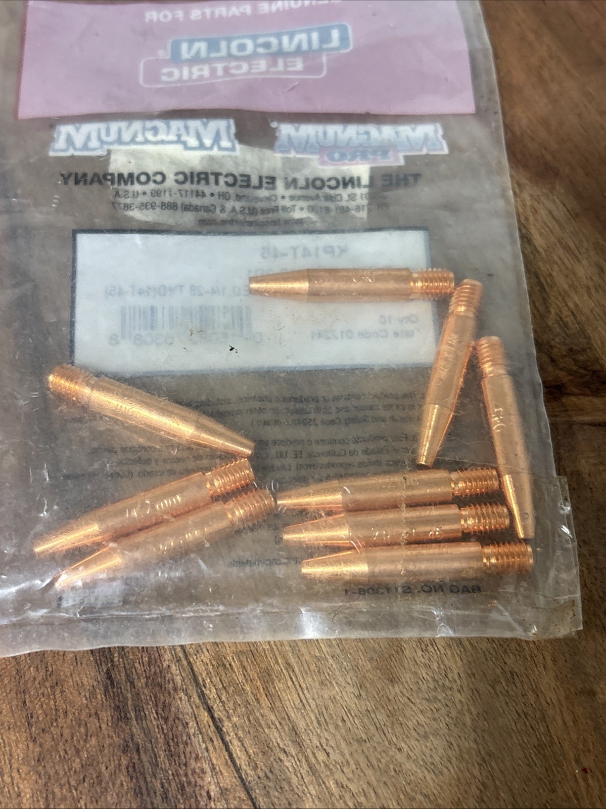 NOS – Lincoln Electric KP14T-45 Contact Tip Tapered .045 in (1.2 mm) 9 pack