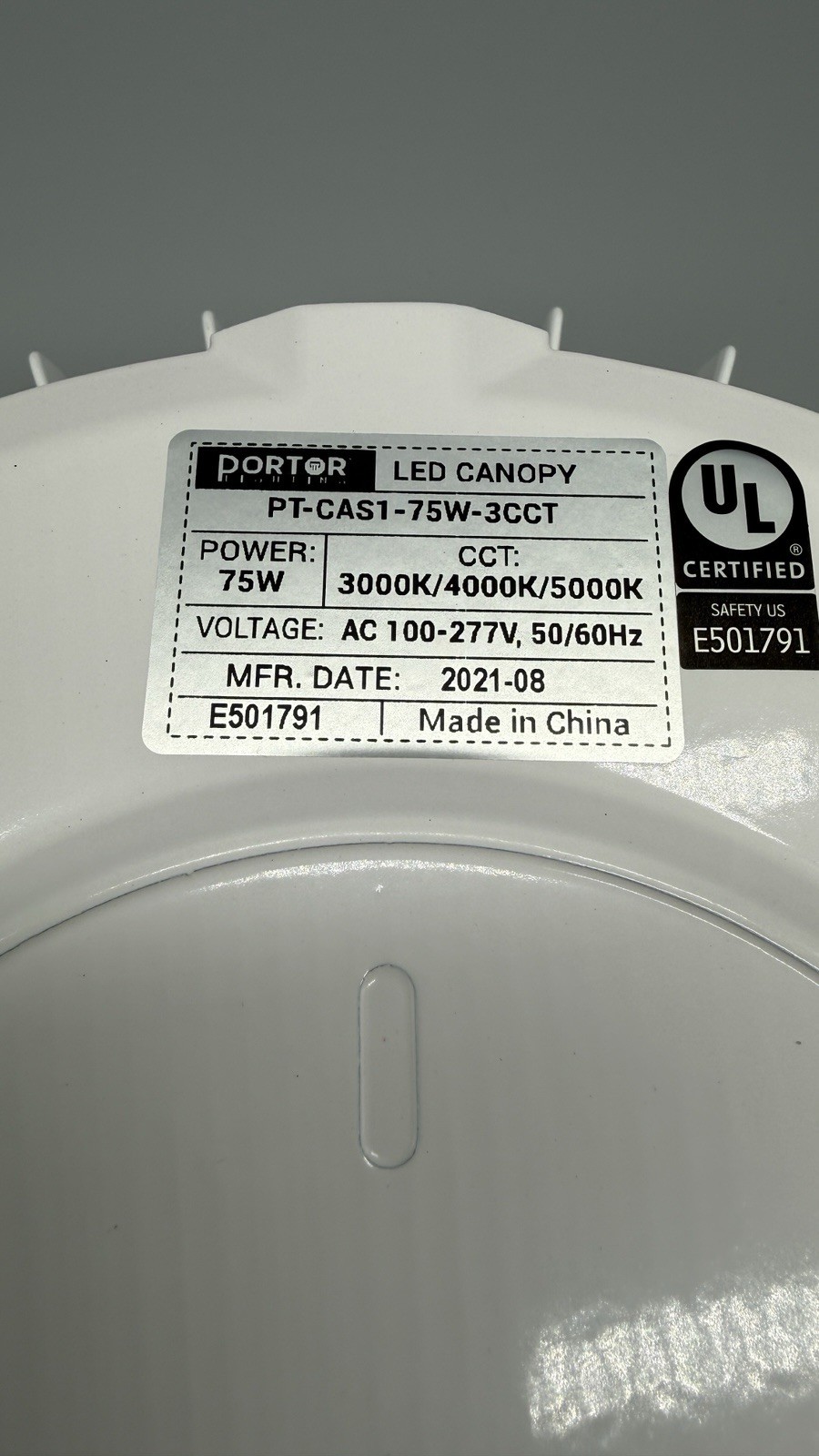 LOT OF 2 – Portor Lighting PT-CAS1-75W-3CCT 75W LED Canopy Lights original box.