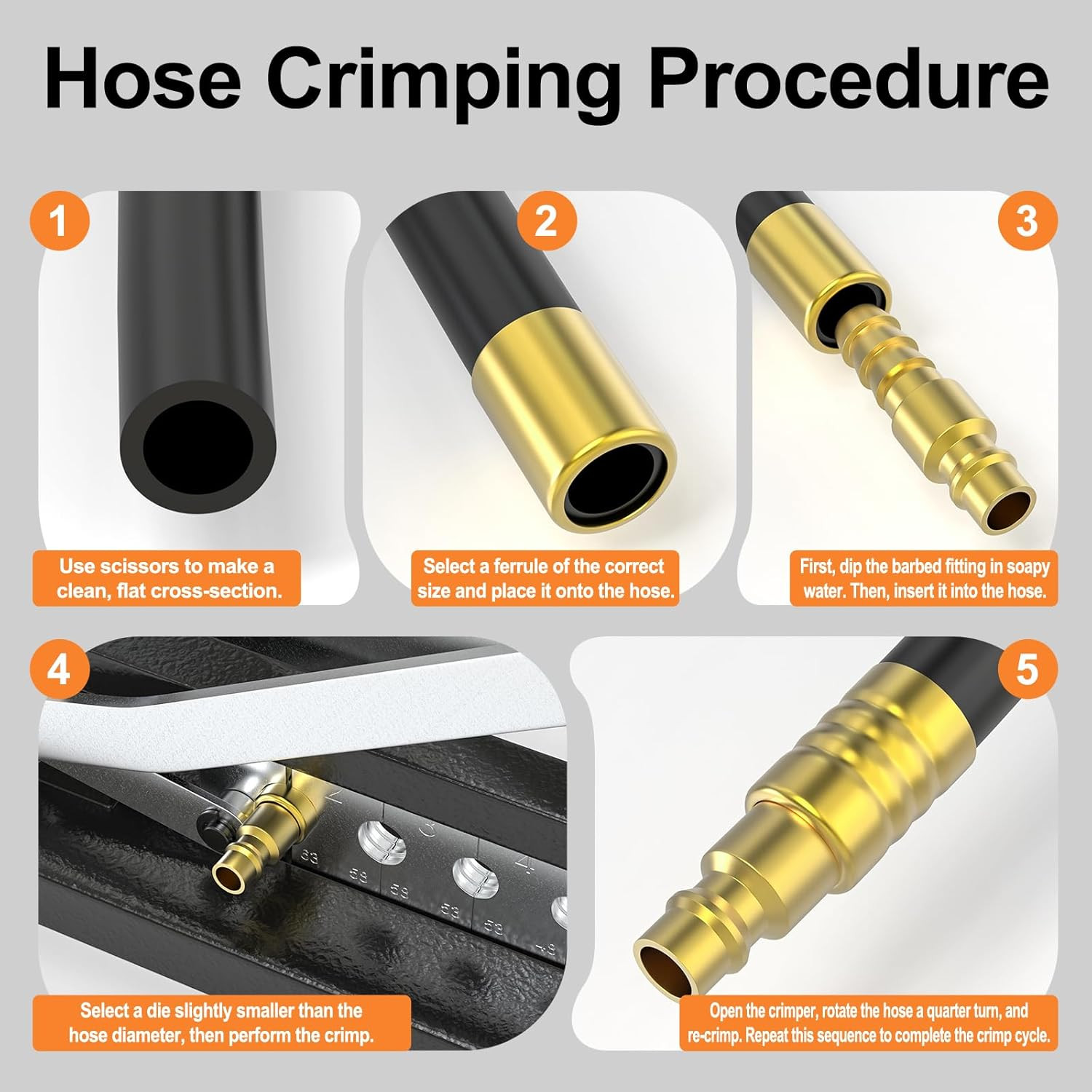 25PCS Hose Ferrules Brass Fitting 7325, 14.5Mm Air Hose Crimping Fittings Used i