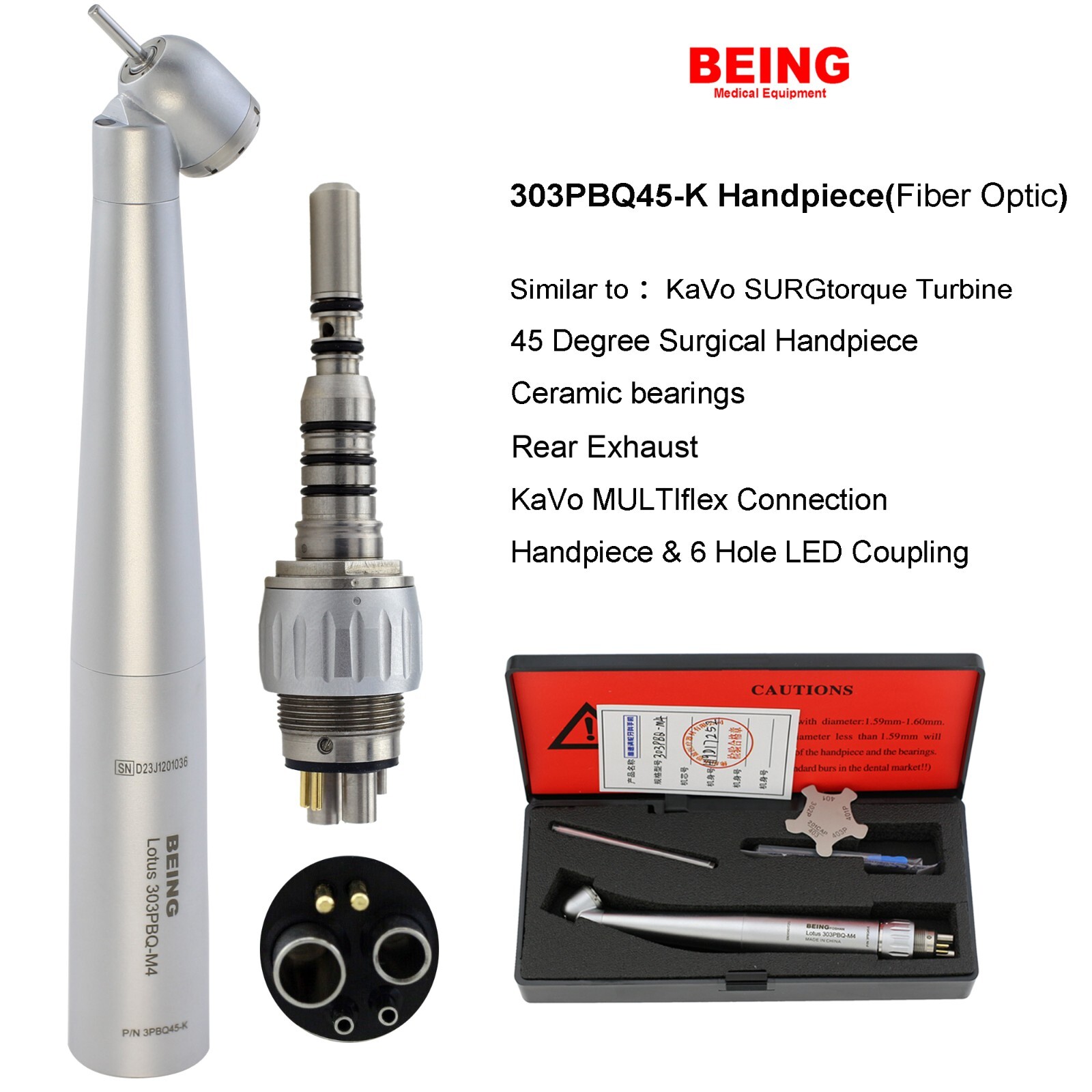 COXO Dental 45 degree Surgical Handpiece Fiber Optic Turbine For KaVo MULTIflex