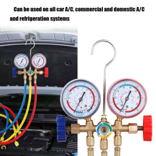 HVAC A/C Car Air Conditioning Refrigerant Recharge Measuring Hose Gas Gauge Kit