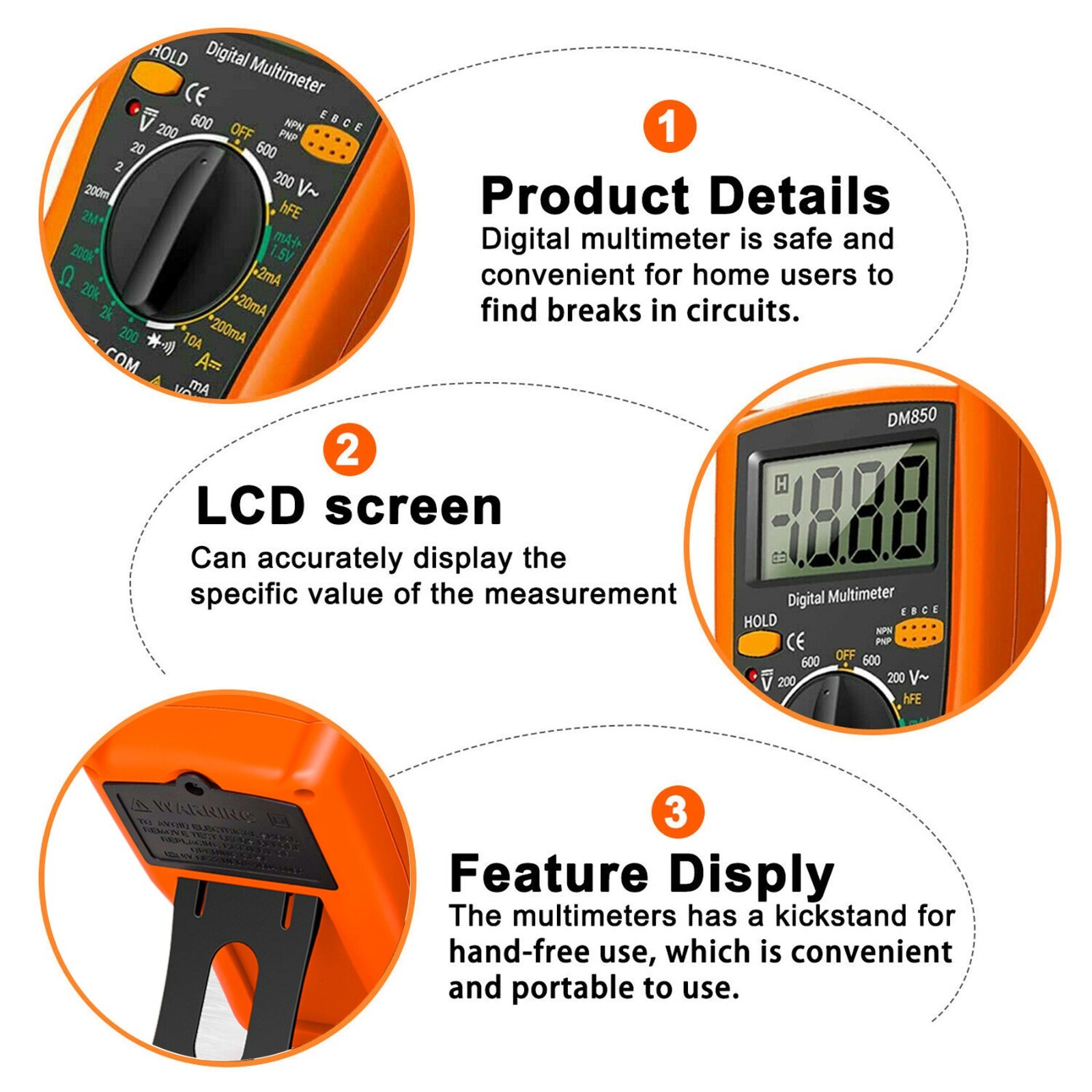 Digital Multimeter AC DC Voltmeter Ammeter Ohmmeter Volt Tester Meter XL830L
