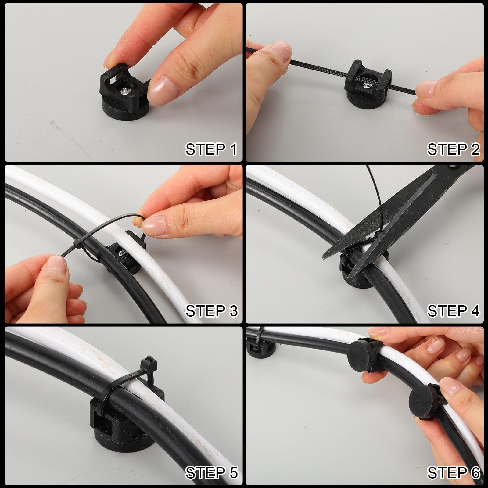 Yookeer 212 Pieces Magnetic Cable Zip Tie Mounts Base with 4/6/8/12 inch Cabl…