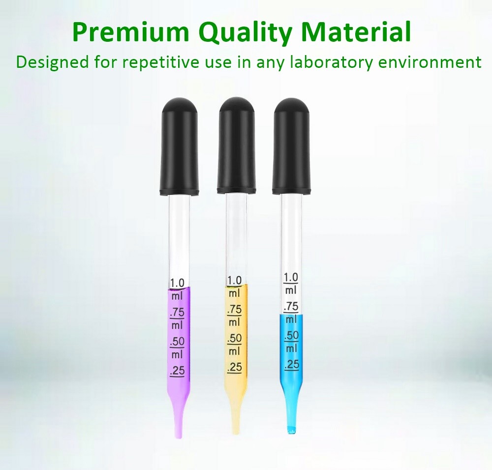 6 Pack, Medicine Art Essential Oils Eye Dropper Graduated 3″ Straight Tip 1ml