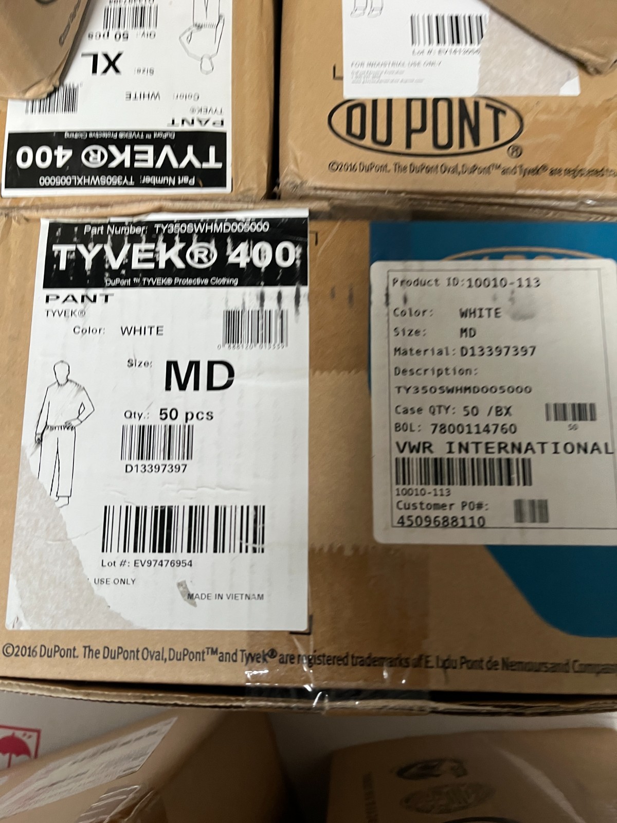 DuPont Tyvek 400 Disposable Pants, White, Protective Workwear, Medium, 50 ct.