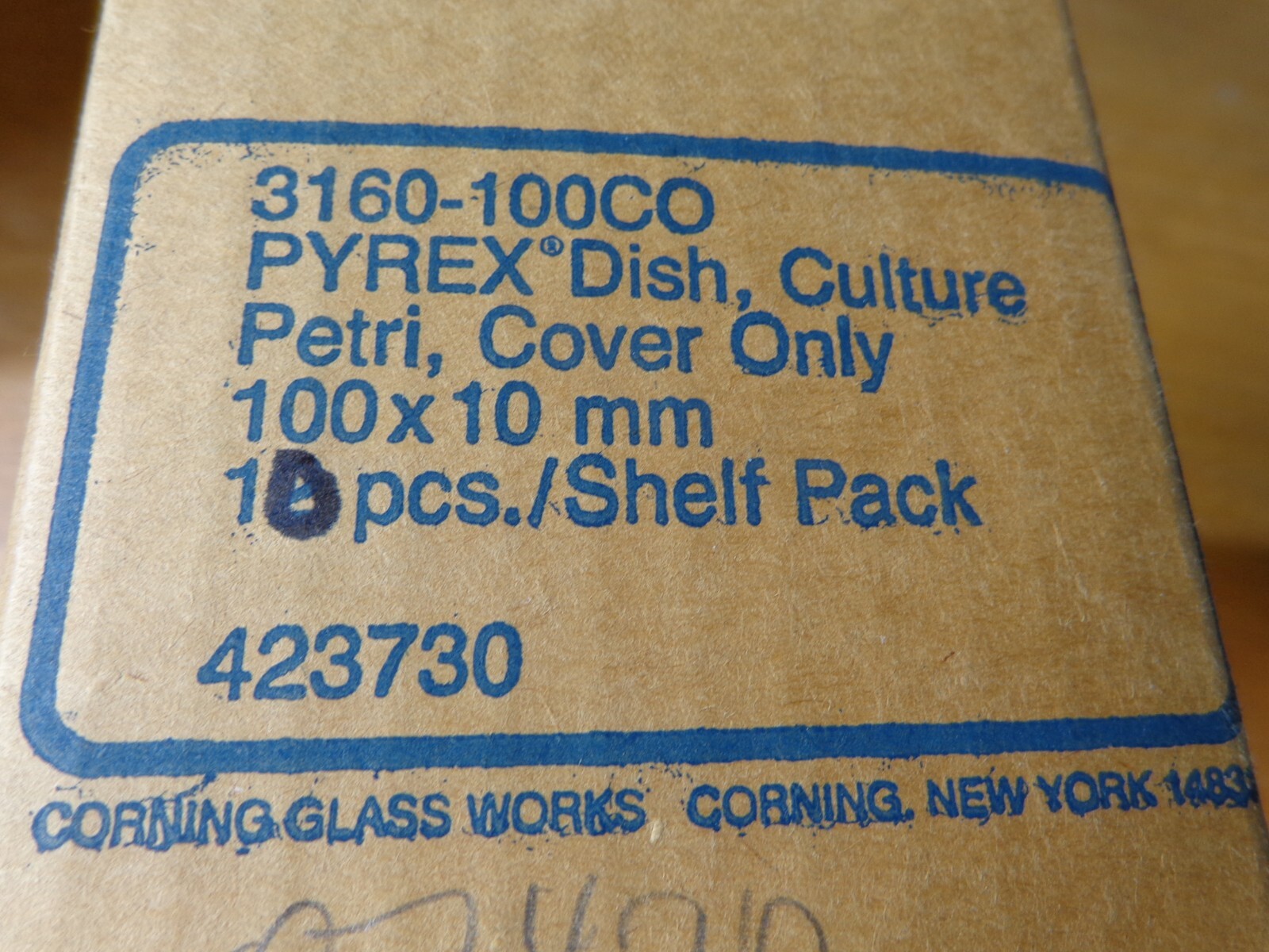 Corning PYREX Glass 100mm x 10mm H Petri Culture Cover 3160-100CO 10/pack 423730