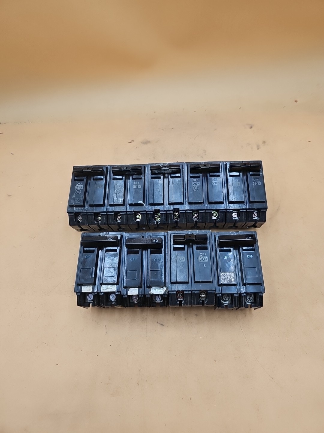 LOT OF 9 GE General Electric Bolt-On Circuit Breakers. THQB2120, THQB2130