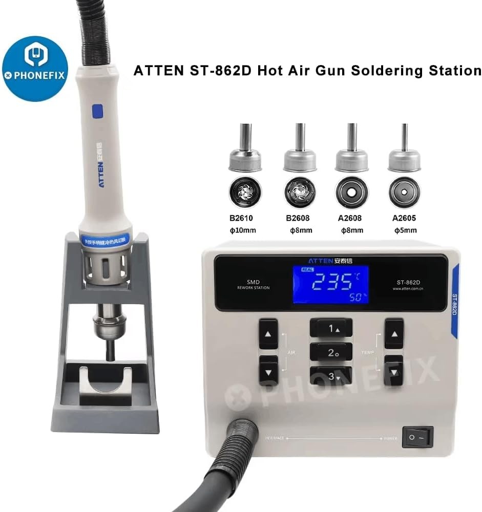 ATTEN ST-862D Hot Air Gun Soldering Station Digital Display 1000W Rework Station