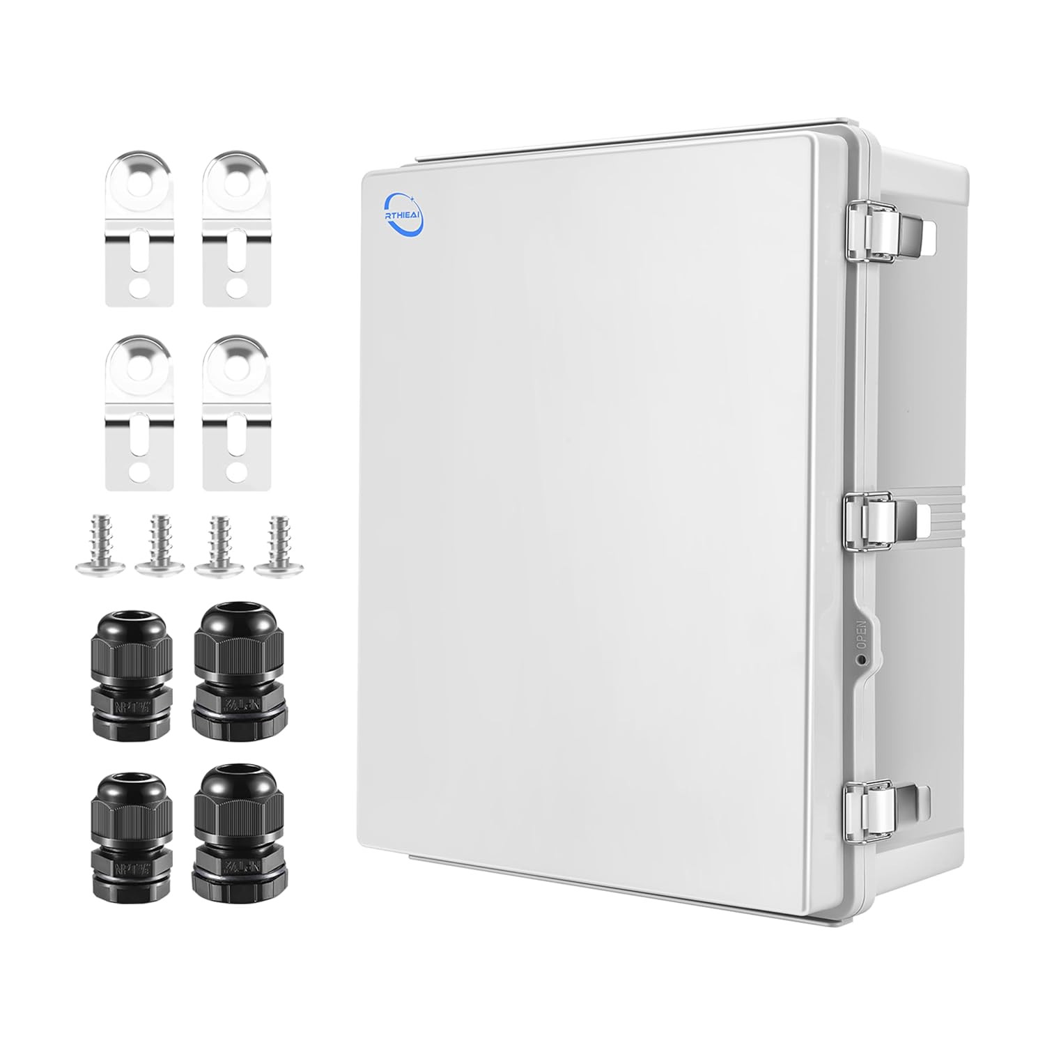 IP67 Waterproof Junction Box with Hinged Cover & Mounting Plate – 20.1″x16.1