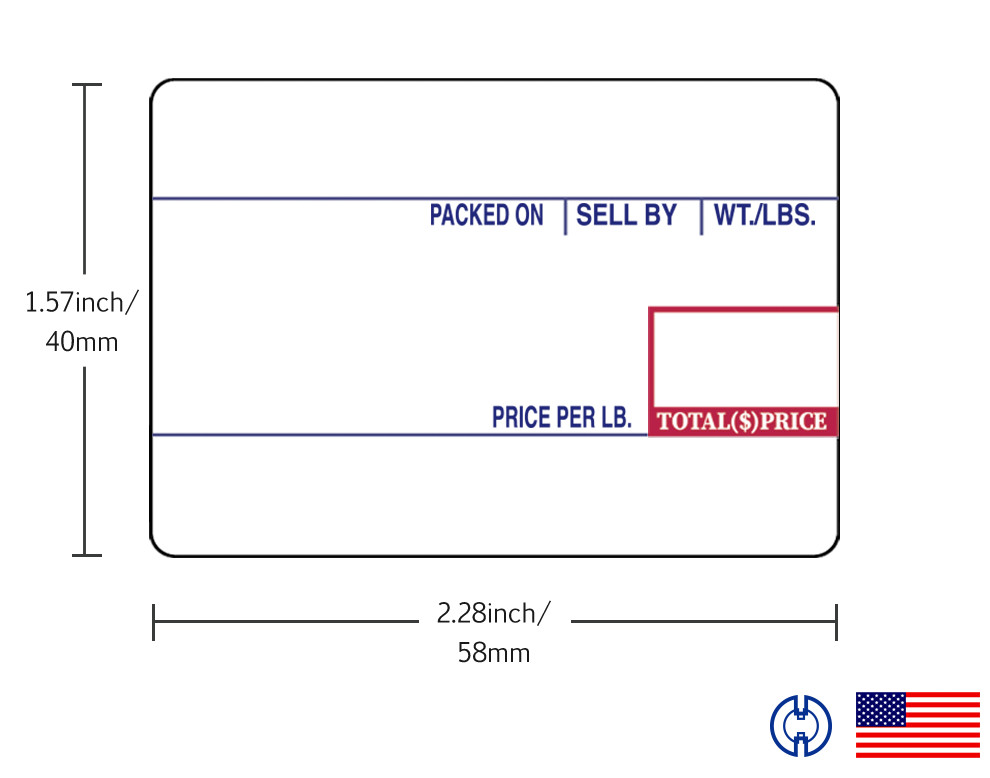 CAS LST-8010 Printing Scale Label, 58 x 40 mm, UPC 24 Rolls Per Case Box
