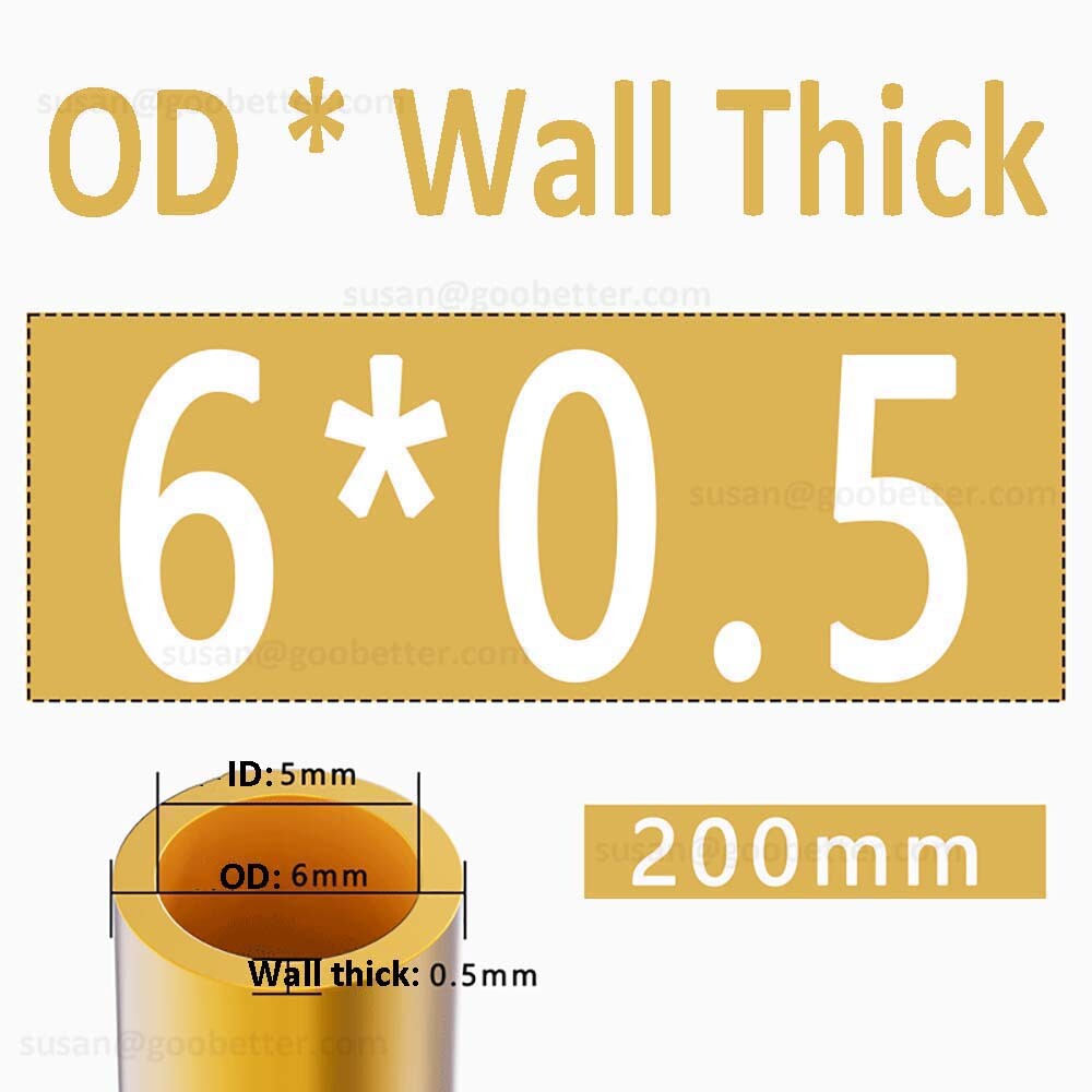 Brass Tube Round 2mm 3mm 4mm 5mm 6mm 7mm 8mm 10mm 12mm 14mm 15mm O.D. x 200mm