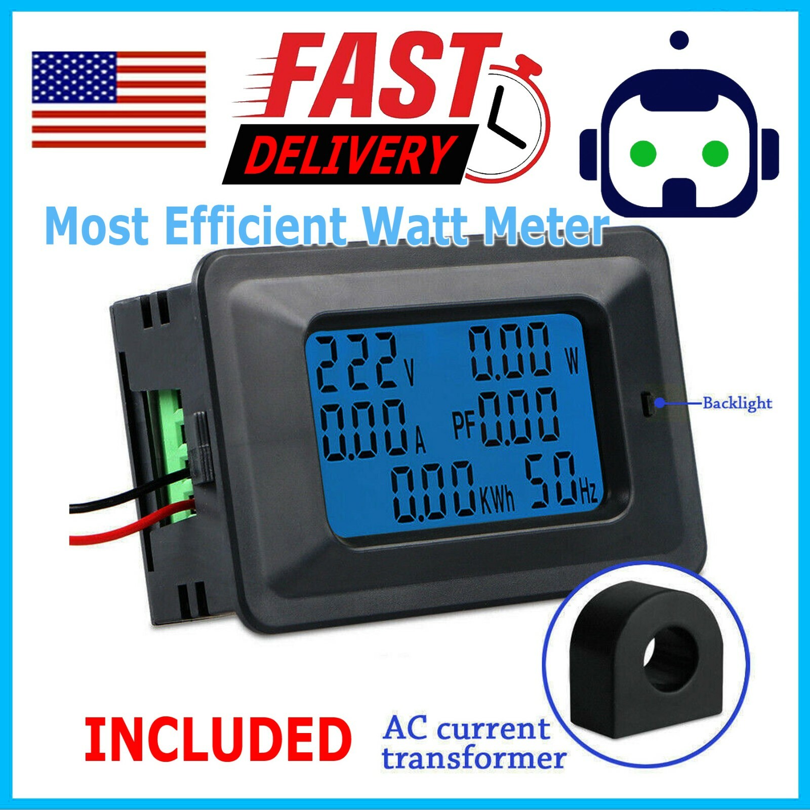 100A AC LCD Digital Volt Watt Power Voltage Meter Monitor KWh Voltmeter Ammeter