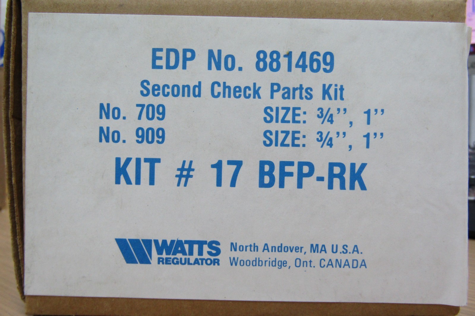 😏 NEW WATTS REGULATOR ¾”,1″ SECOND CHECK PARTS KIT 881469 / 17BFP-RK