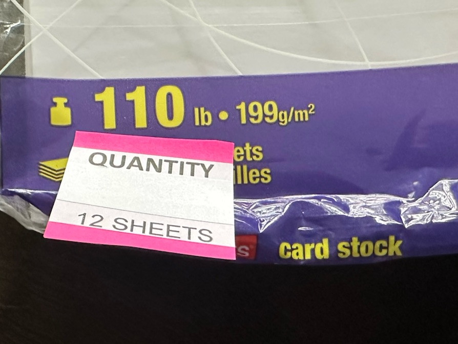 8.5″ x 11″ CARDSTOCK 110 lb PAPER WHITE – 12 SHEETS – NEW Staples Brand