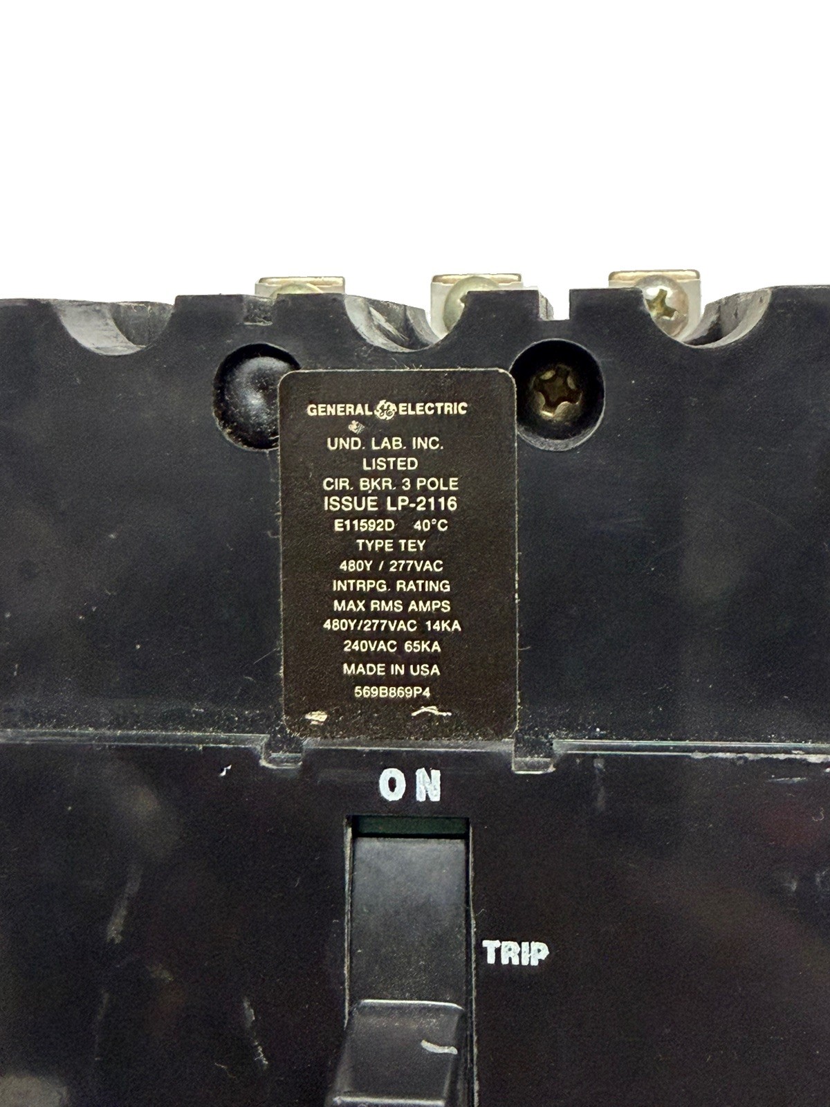 GE TEY320 Bolt-On Circuit Breaker 20A 3-Pole 480Y/277VAC